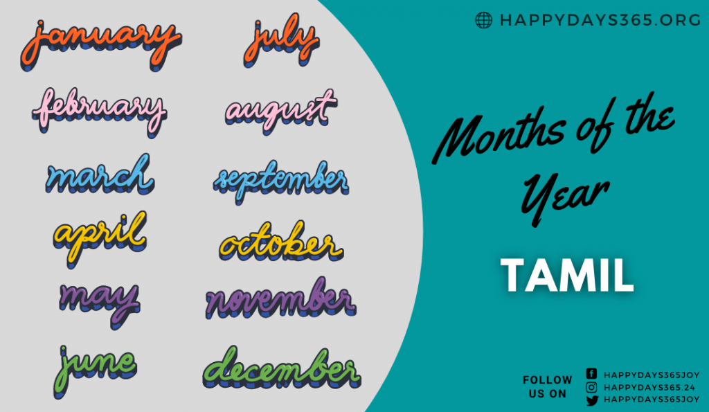 Months of the Year in Tamil Months in Tamil Happy Days 365