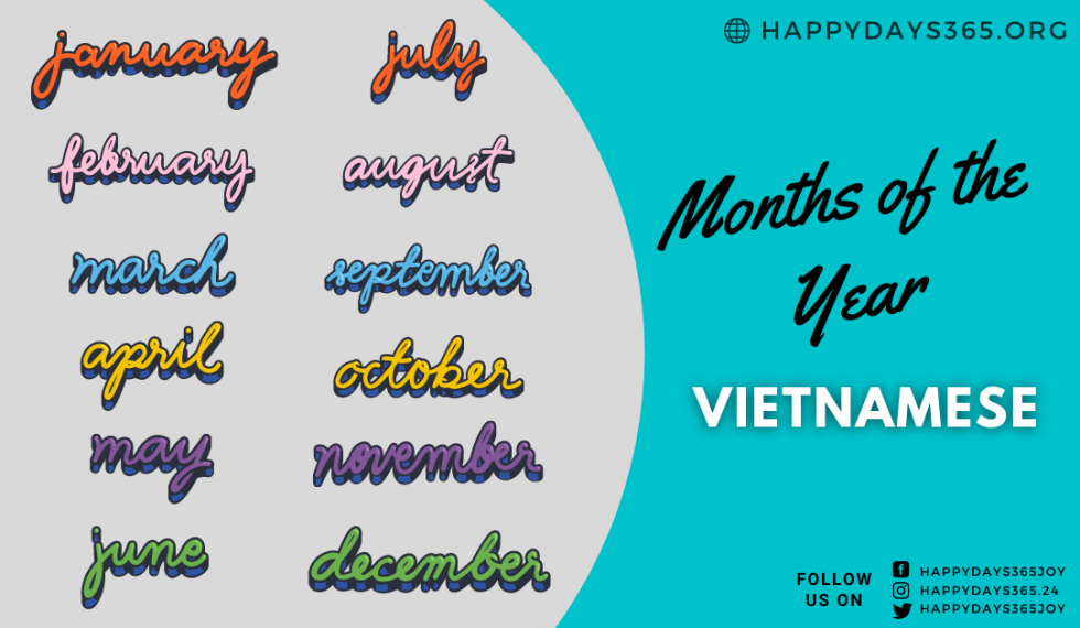 Months of the Year in Vietnamese Months in Vietnamese Happy Days 365