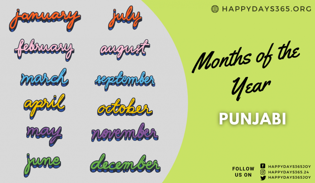 Months of the Year in Punjabi Months in Punjabi Happy Days 365