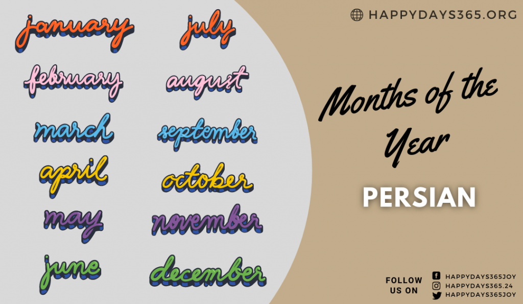 Months of the Year in Persian Months in Persian Happy Days 365