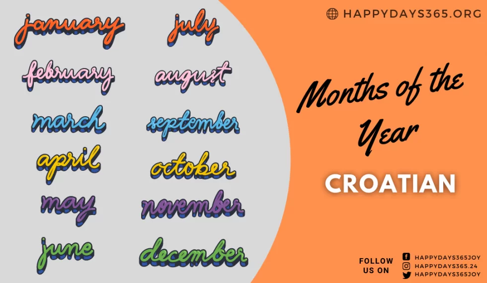 Months of the Year in Croatian Months in Croatian Happy Days 365